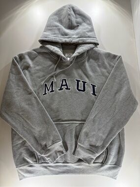MAUI Grey Pullover Hoodie with Chest Lettering